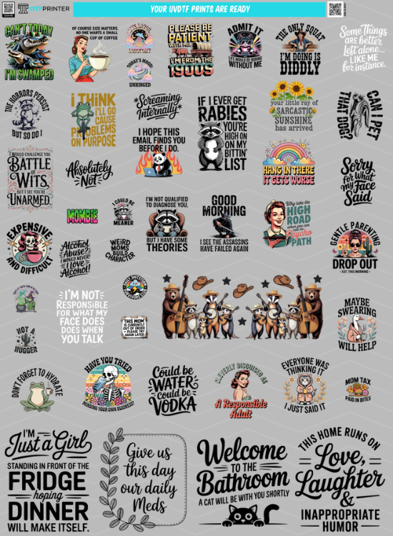 Sarcastic Bonus UVDTF Sheet