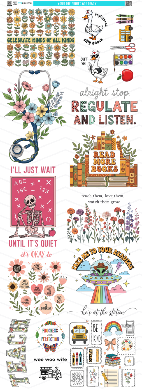 Hometown Heroes DTF Bundle โ 22ร60 Sheet Preview