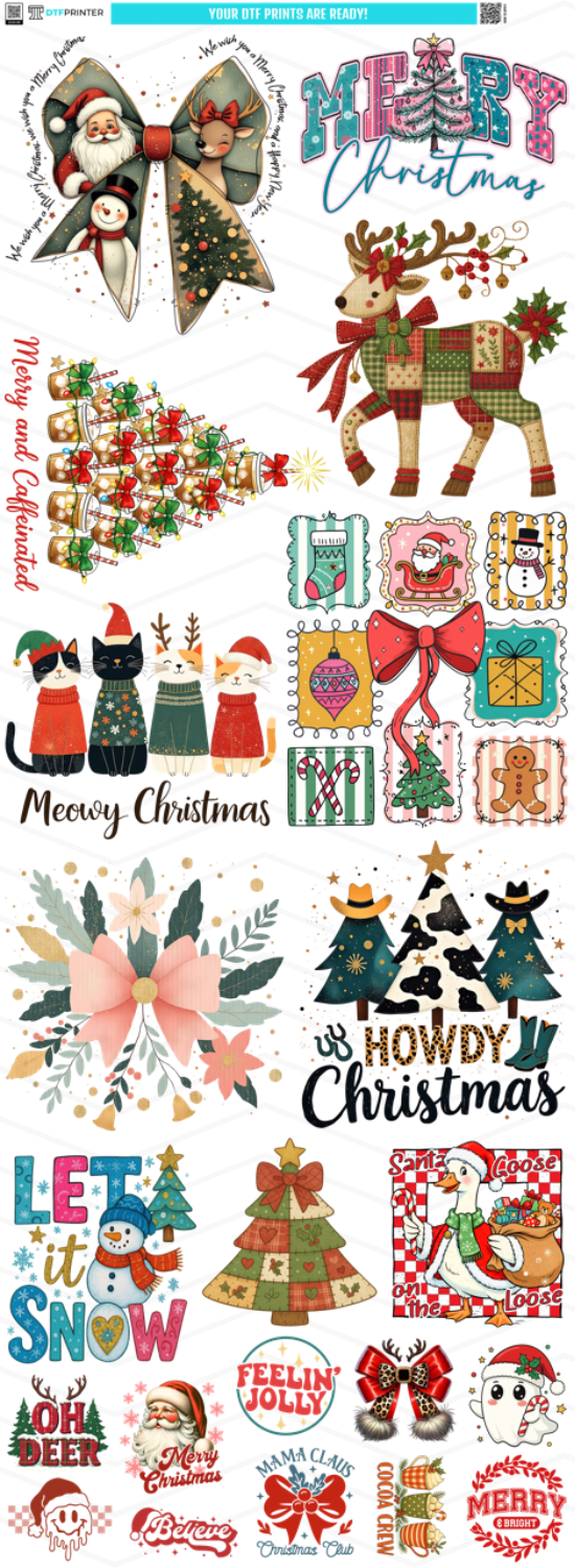 Christmas Shirt DTF Bundle — 22×60 Sheet Preview